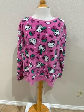 Hello Kitty Woman's Sleepwear Top Large Pink Sweater Fleece